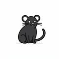 Whimsical Black Rat: Minimalist Graphic Design With Mischievous Feline Motif