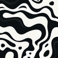 Whimsical Black And White Abstract Pattern With Organic Fluid Shapes