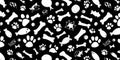 Monochrome Hand-Drawn Pet Doodles Seamless Pattern Royalty Free Stock Photo