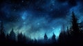 Whimsical blend of serene forest with starry night sky, a dreamy composite creating an ethereal scene