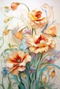 Whimsical Blooms: A Vibrant Fusion of Swirls, Murals, and Blown
