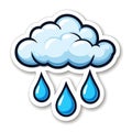 Blue Rain Cloud Sticker with Raindrops Falling Down Sticker Design Generative AI Royalty Free Stock Photo