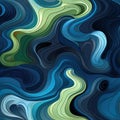 Whimsical blue and green wavy background with multidimensional shading (tiled