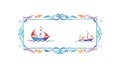 Whimsical Boat and Sea Creature Frame, Nautical Adventure Border, vector design Generative AI Royalty Free Stock Photo