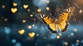 whimsical butterfly with heart shaped wings surrounded by glowing lights Royalty Free Stock Photo