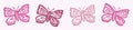 Whimsical butterfly vector icon set. Naive bug border.