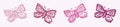 Whimsical butterfly vector icon set. Naive bug border.