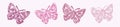 Whimsical butterfly vector icon set. Naive bug border.