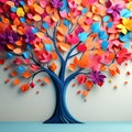 Abstraction Wallpaper Featuring a Colorful Tree with Leaves on Hanging Branches Ã¢â¬â Illustration Background