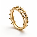 Whimsical 18 Carat Gold Crown Ring On White Background