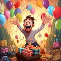 Whimsical Cartoon Birthday Surprise