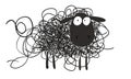 Whimsical Cartoon Sheep with Tangled Wool - A Playful Illustration