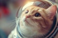 Whimsical cat astronaut in space helmet