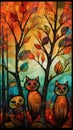 Whimsical Cat Family Portrait: A Playful and Joyful Artwork for Greeting Cards and Posters.