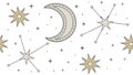 Whimsical Celestial Moon and Stars Seamless Pattern, vector design Generative AI Royalty Free Stock Photo