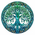 Whimsical celtic tree of life and death, a tale of emerald enchantment, Generative AI