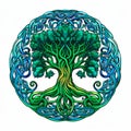 Whimsical celtic tree of life and death, a tale of emerald enchantment, Generative AI