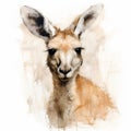 Dreamlike Kangaroo Illustration With Strong Facial Expression