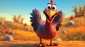 A whimsical and cheerful cartoon-style turkey character with a friendly expression Thanksgiving or holiday, AI-generated
