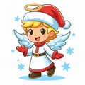 Cartoon Christmas Angel: Isolated on White Background Royalty Free Stock Photo