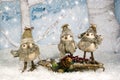 Whimsical Christmas Birds on Sled Royalty Free Stock Photo