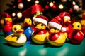 Whimsical Christmas Character Rubber Ducks for Bathtime Fun.AI Generated Royalty Free Stock Photo