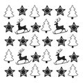 Whimsical christmas pattern with reindeer and trees. Royalty Free Stock Photo