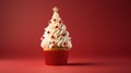 Whimsical Christmas Tree Cupcake: Minimalist Delight for Festive Celebrations.