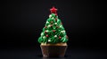 Whimsical Christmas Tree Cupcake: Minimalist Delight for Festive Celebrations.