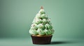 Whimsical Christmas Tree Cupcake: Minimalist Delight for Festive Celebrations.