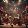 A whimsical circus with mechanical animals and acrobats1