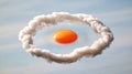 Whimsical Cloud Resembling Fried Egg with Smoke Rings, Blue Sky Royalty Free Stock Photo
