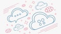 Whimsical Clouds with Speech Bubbles for Thoughts or Chat, vector design Generative AI Royalty Free Stock Photo