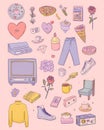 Whimsical collage of assorted objects including clothing food books and various household items Royalty Free Stock Photo