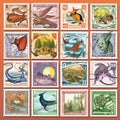 Whimsical Collection of Collectible Stamps