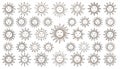 A whimsical collection of hand-drawn suns, varying slightly in s Royalty Free Stock Photo