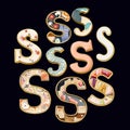 Whimsical collection of a various S letter in a fusion style.