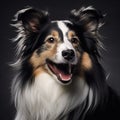 Whimsical Collie Portraits: Dynamic Brushstrokes On Black Background Royalty Free Stock Photo