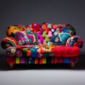 Whimsical And Colorful Couch With Creative Embroidery