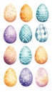 These whimsical, colorful Easter eggs with unique patterns are ideal for adding a festive touch to digital projects and