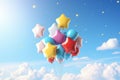 Whimsical and colorful starshaped balloons