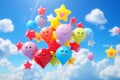 Whimsical and colorful starshaped balloons