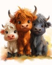 Whimsical Cows: A Playful Portrait of Scottish Folklore with Moh