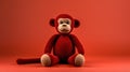 Whimsical Crocheted Red Monkey: Playful And Expressive Character Design