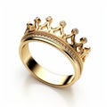 Whimsical Crown Diamond Ring - High Detail 32k Uhd Gold Ring