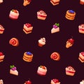 Whimsical Cupcake Pattern. Delightful Seamless Design Featuring An Assortment Of Colorful And Delicious Cupcakes