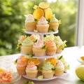 Whimsical Cupcake Tower with Citrus-Inspired Theme