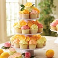 Whimsical Cupcake Tower with Citrus-Inspired Theme