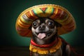 Whimsical Cute dog sombrero. Generate Ai