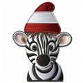 Whimsical Cyborg Zebra In Santa Hat Embroidered Design